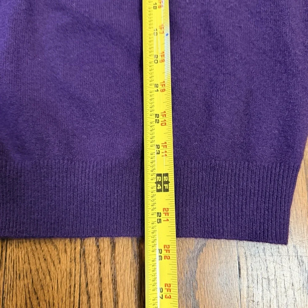 Club Room Estate Cashmere V-Neck Sweater 100% 2-Ply‎ Knit Size M Purple